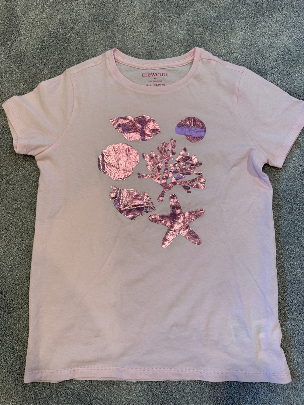 Crewcuts Light Pink Metallic Shell & Starfish Tee